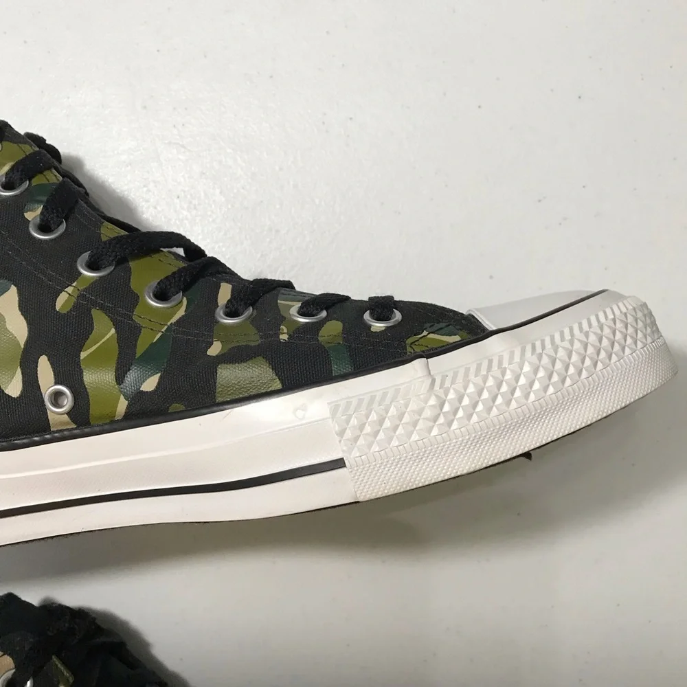 Converse Chuck Taylor All Star Black and Green Hi-Top Camouflage Sneakers Sz 12 - Picture 10 of 13